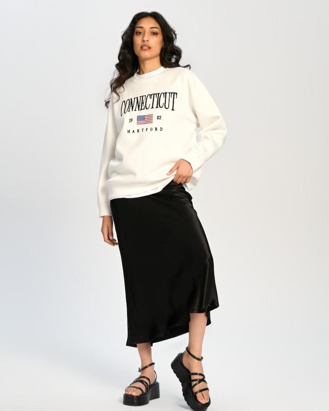 Sinsay Oversized Embroided CONNECTICUT  Sweatshirt