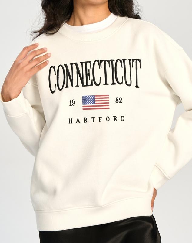 Sinsay Oversized Embroided CONNECTICUT  Sweatshirt