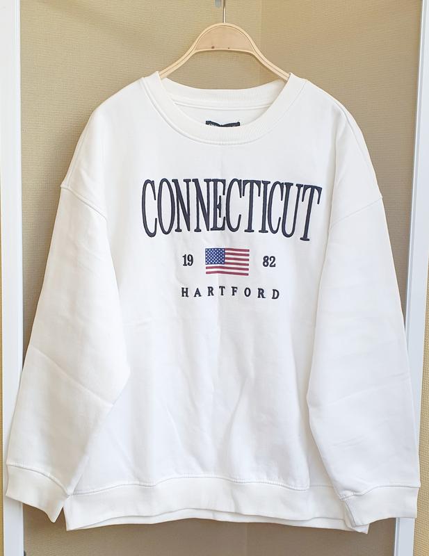 Sinsay Oversized Embroided CONNECTICUT  Sweatshirt