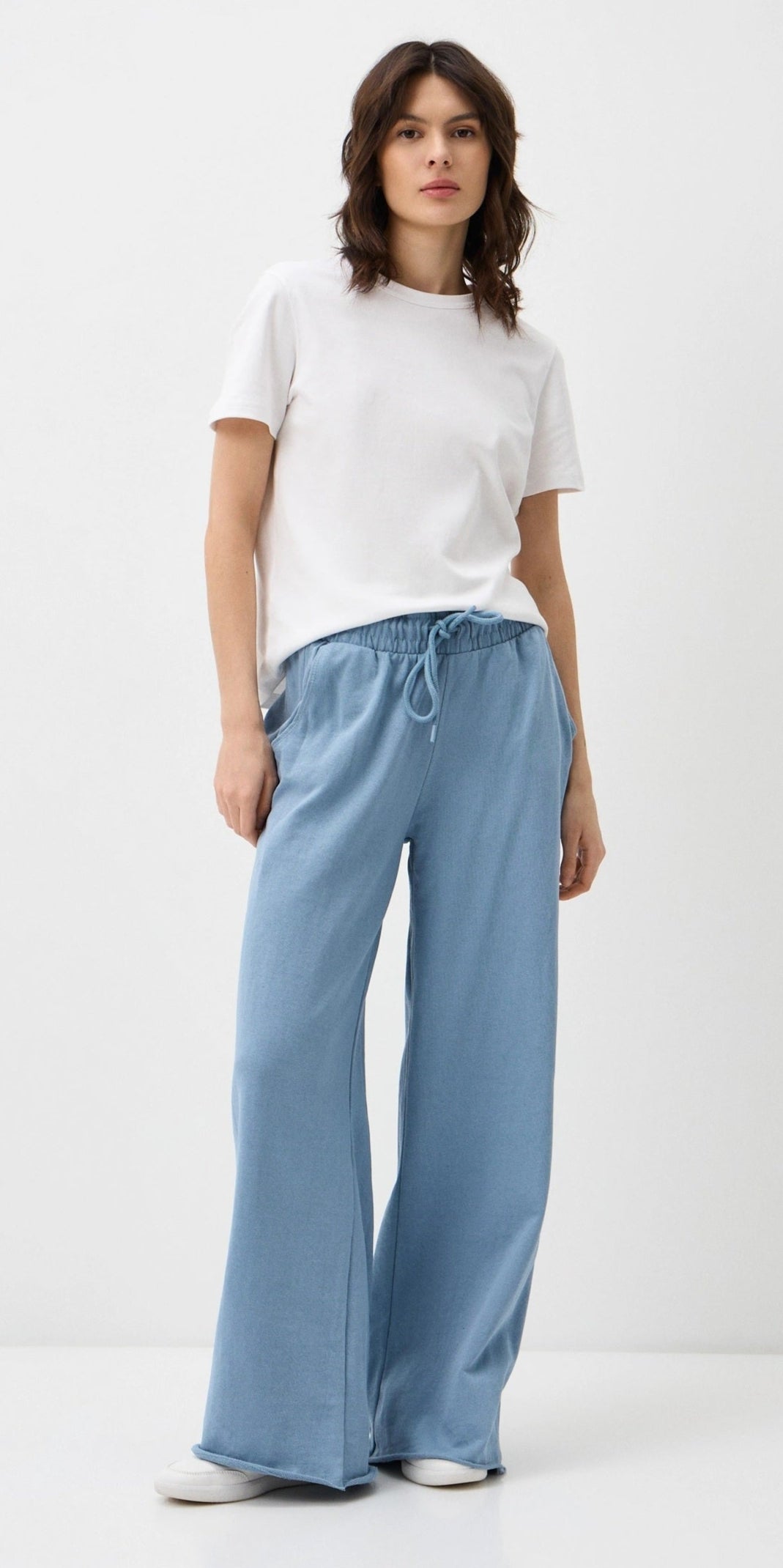 Ladies Blue Wide Leg Trouser