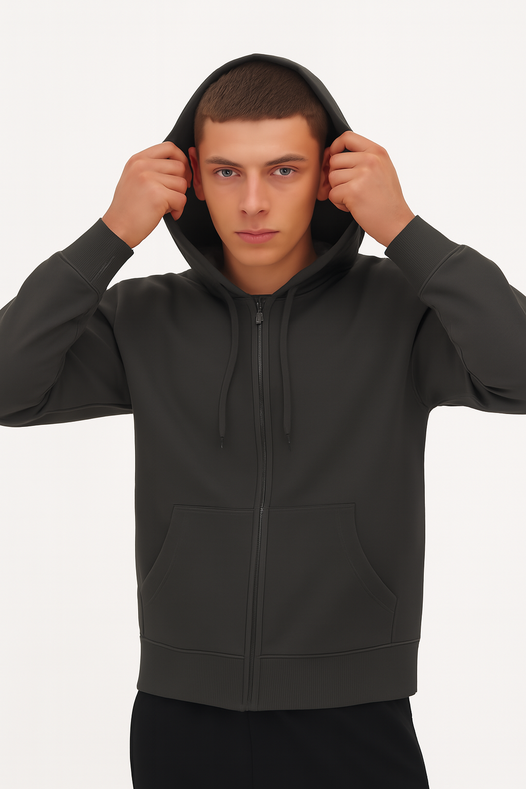 Men’s charcoal grey Full‑Zip Hoodie – Classic Fit, Everyday Comfort