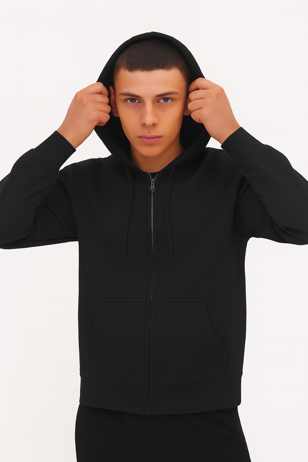 Men’s Black Full‑Zip Hoodie – Classic Fit, Everyday Comfort