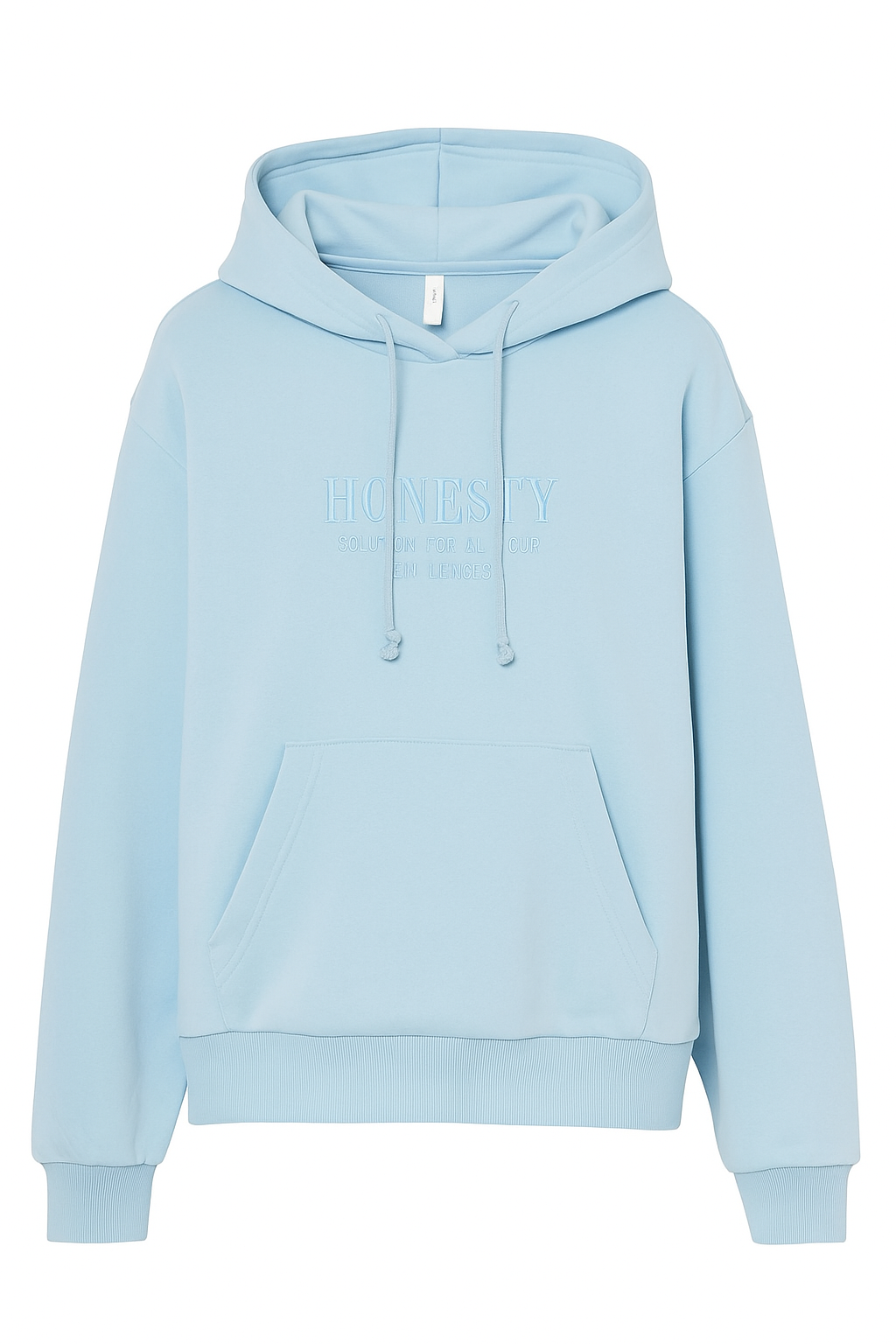 Light Blue “HONESTY” Embossed Hoodie – Premium Comfort & Minimalist Style