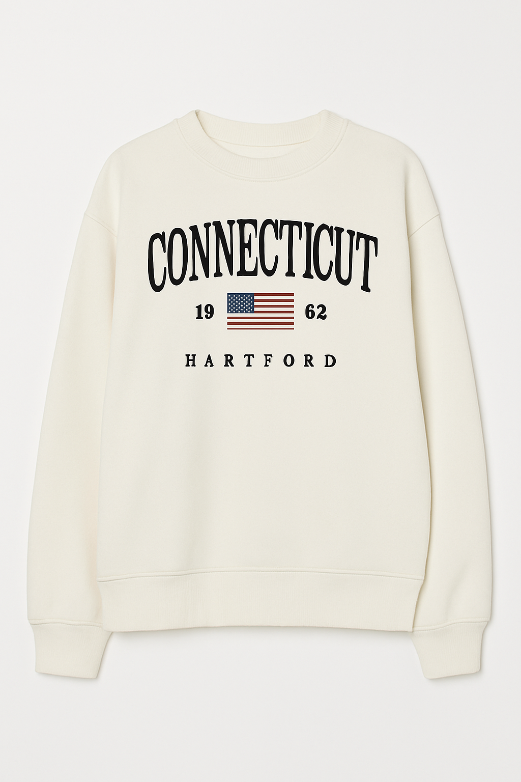 Women’s  Embroidered Oversized CONNECTICUT Sweatshirt & Jogger Trouser Set – Comfort Meets Style