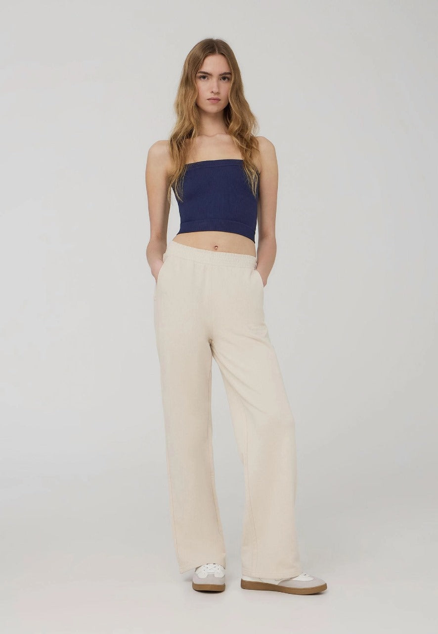 Ladies beige Wide Leg Trouser