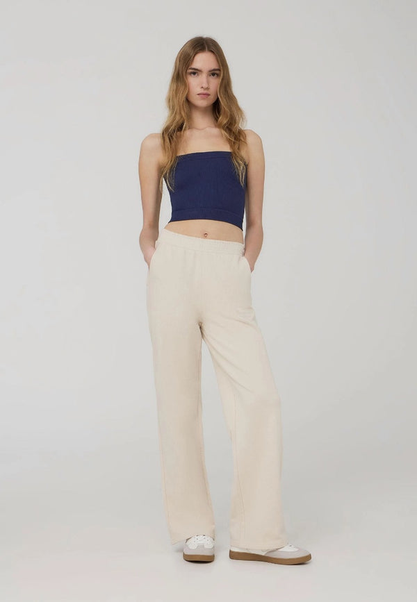 Ladies beige Wide Leg Trouser