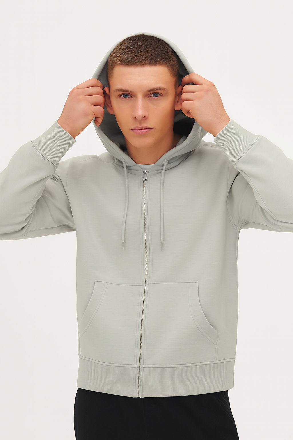 Men’s Gray Full‑Zip Hoodie – Classic Fit, Everyday Comfort