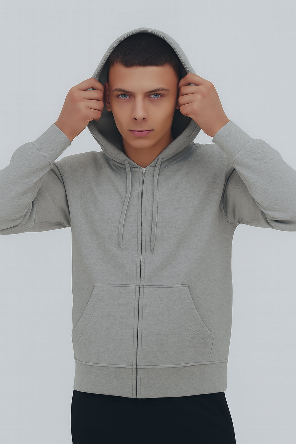 Men’s Heather Gray Full‑Zip Hoodie – Classic Fit, Everyday Comfort