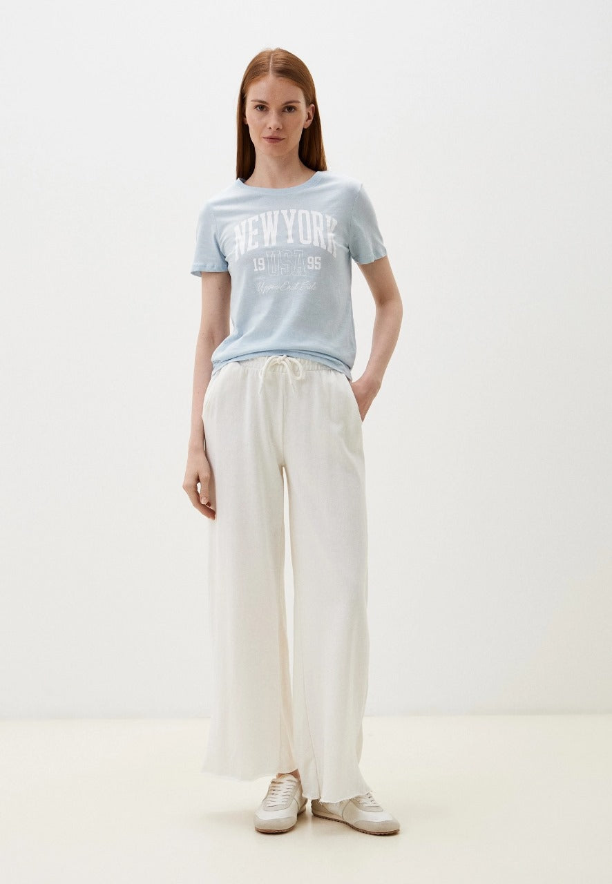 Ladies white Wide Leg Trouser