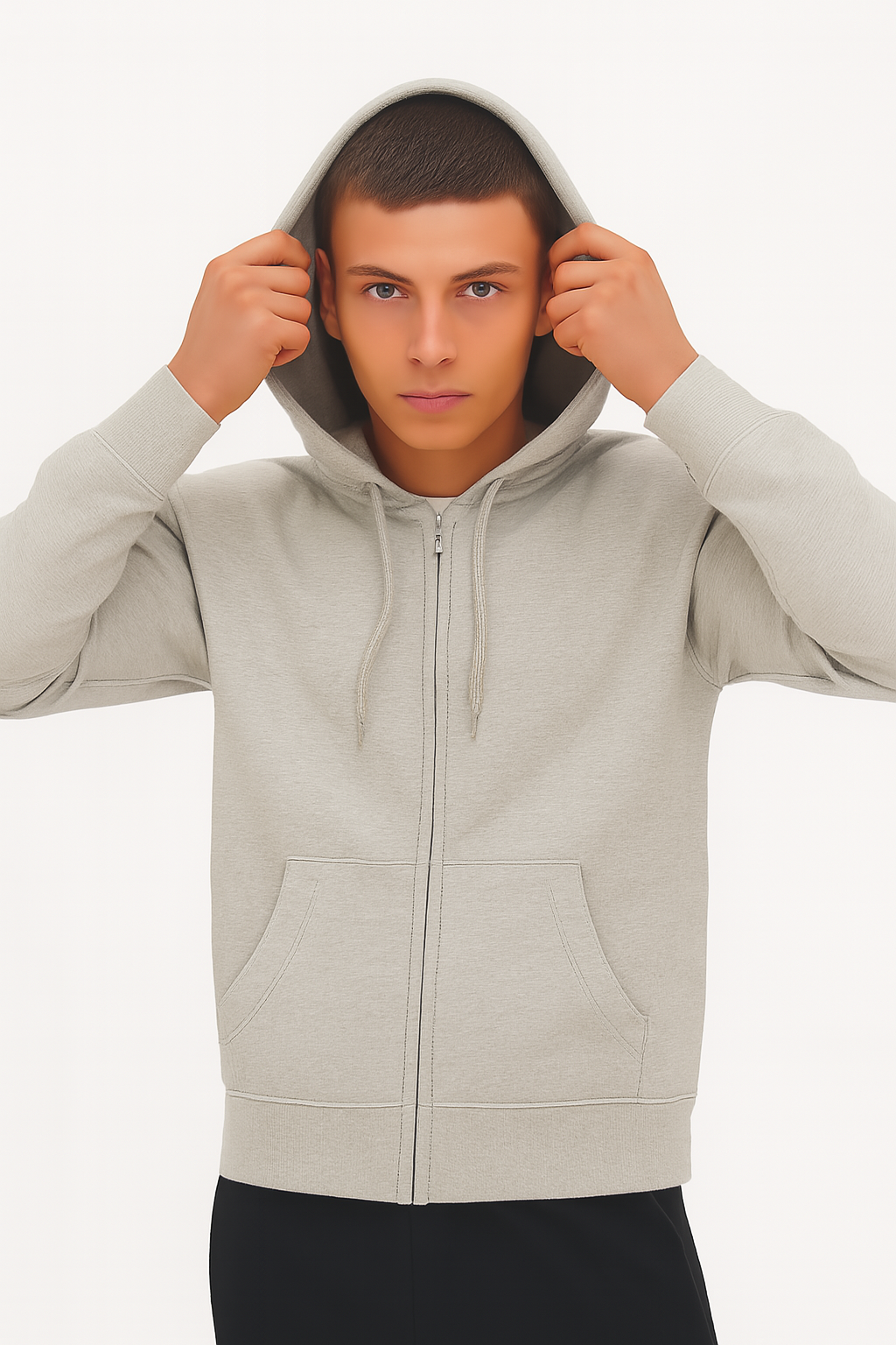 Men’s oatmail Full‑Zip Hoodie – Classic Fit, Everyday Comfort