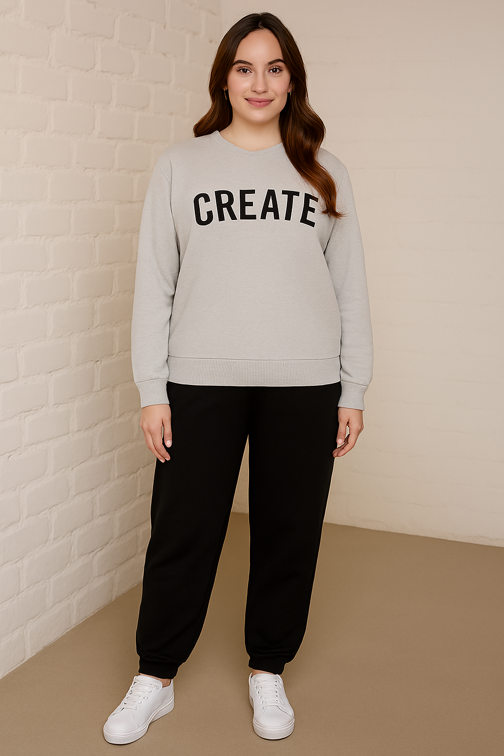 Women’s  Embroidered Oversized CREATE Sweatshirt & Jogger Trouser Set – Comfort Meets Style